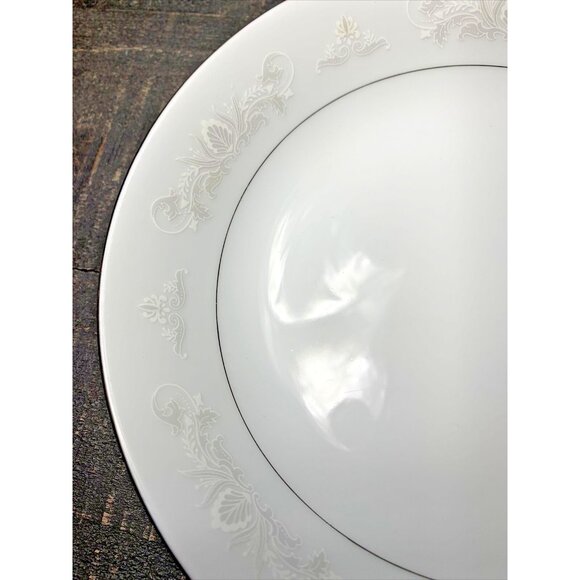 CROWN MING Fine China ROYAL PALM White Silver Wedding Lace Salad Soup Bowl 7.5" - Picture 2 of 6